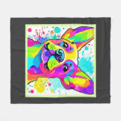 Levendige Franse Bulldog Puppy Kunst Fleece Deken (Voorkant (Horizontaal))