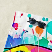 Levendige Franse Bulldog Puppy Kunst Strandlaken (In situ)