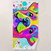 Levendige Franse Bulldog Puppy Kunst Strandlaken (Voorkant)