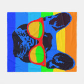 Levendige Franse Bulldog Zonnebril Pop Art Fleece Deken (Voorkant (Horizontaal))