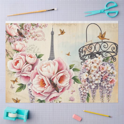 Levendige Franse Collage Decoupage | Parijse Vinta Tissuepapier (Craft)
