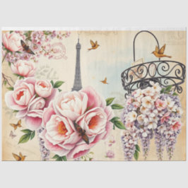 Levendige Franse Collage Decoupage | Parijse Vinta Tissuepapier