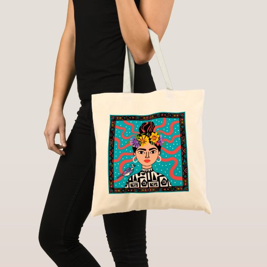 Levendige Frida Geïnspireerde Folk Art Tas (Voorkant (product))