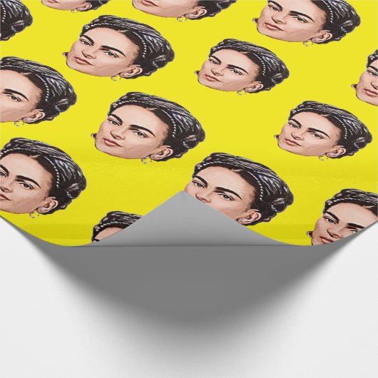 Levendige Frida Kahlo Toon illustratie Gezichtspat Cadeaupapier (Hoek)