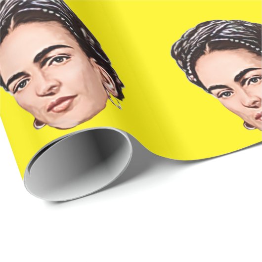 Levendige Frida Kahlo Toon illustratie Gezichtspat Cadeaupapier (Rol Hoek)