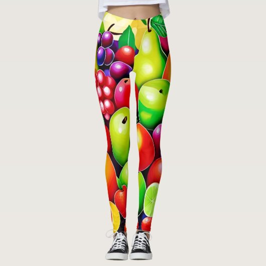 Levendige Fruit Medley Art Leggings (Voorkant)