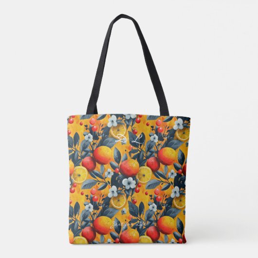 Levendige Fruit Print Canvas tas met aangepaste In (Achterkant)