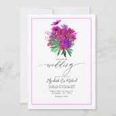 Levendige Fuchsia Moderne Trouwfoto QR-code Kaart (Voorkant)