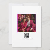 Levendige Fuchsia Moderne Trouwfoto QR-code Kaart (Achterkant)