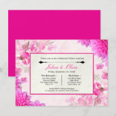Levendige Fuchsia Roze Bloemige Oefenavond Dinner Kaart (Voorkant / Achterkant)