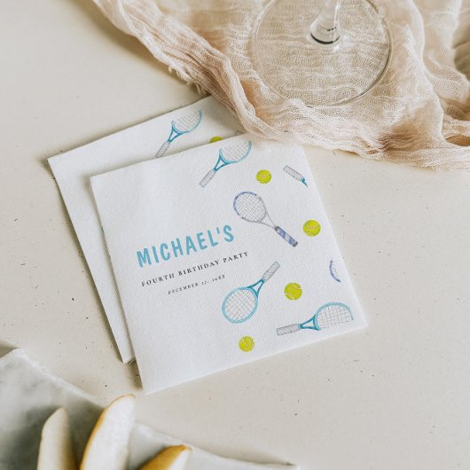Levendige Fun Tennis Verjaardagspapier Servet