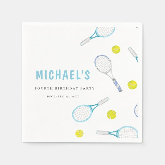 Levendige Fun Tennis Verjaardagspapier Servet (Voorkant)