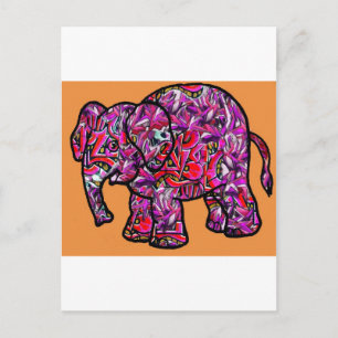 levendige funky graffiti-olifant briefkaart