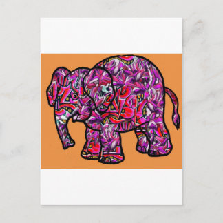 levendige funky graffiti-olifant briefkaart