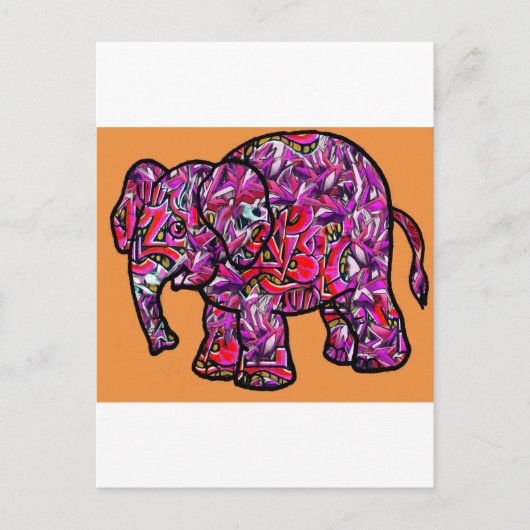 levendige funky graffiti-olifant briefkaart (Voorkant)