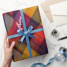 Levendige Fusie: Modern Kleurig Schots Tartanpatro Cadeaupapier