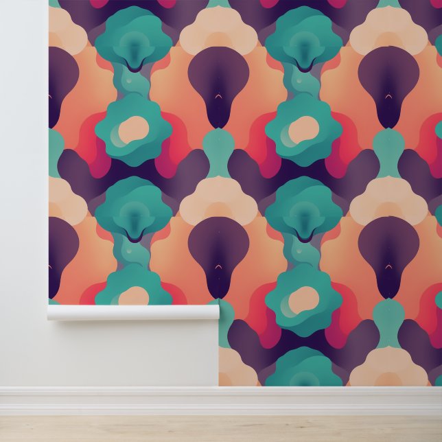 Levendige fusie: retro-moderne Abstracte caleidosc Behang (Applicatie)