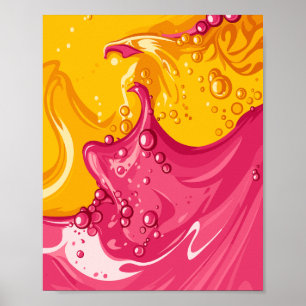 Levendige Fusie van Roze en Gouden Vloeibare Energ Poster