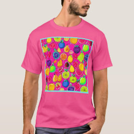 Levendige fusiepatronen van fruit t-shirt