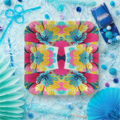 Levendige Fusion, multicolor Artistiek Party Paper Papieren Bordje (Feest)