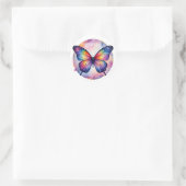 Levendige Galaxy Vlinder Ronde Sticker (Tas)