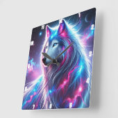 Levendige Galaxy Wolf Levendig Hemels en Ethers Vierkante Klok (Hoek)