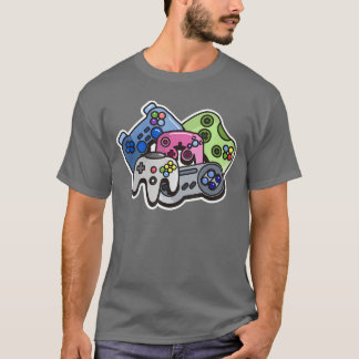 Levendige gamecontrollers videospelletjes nerd cad t-shirt