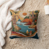 Levendige geborduurde landschapskunst kussen (Deken)