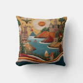 Levendige geborduurde landschapskunst kussen (Voorkant)