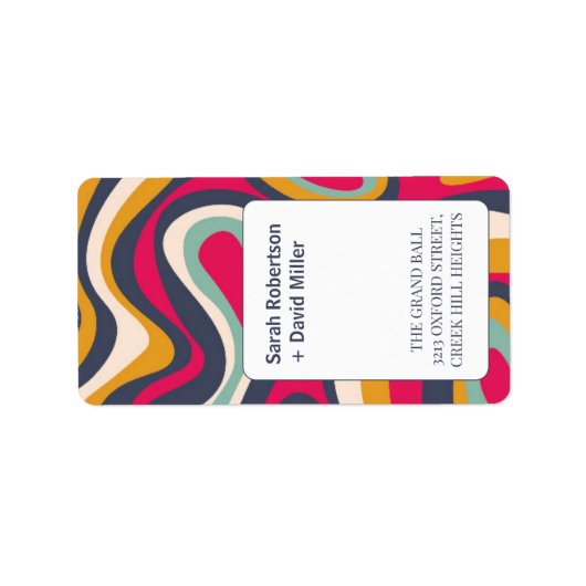 Levendige gedurfde Abstracte bruiloft Etiket (Voorkant)