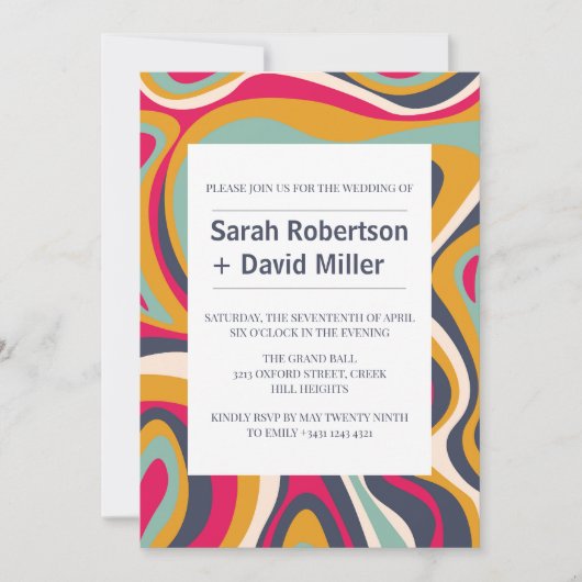 Levendige gedurfde Abstracte bruiloft Kaart (Voorkant)