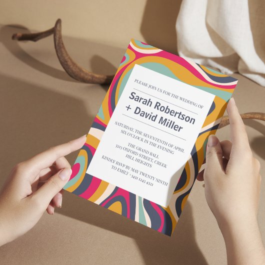 Levendige gedurfde Abstracte bruiloft Kaart