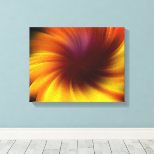 Levendige geel bruine wervelingen Abstract Canvas Afdruk (Insitu (Houten vloer))