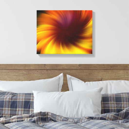 Levendige geel bruine wervelingen Abstract Canvas Afdruk (Insitu (Slaapkamer))