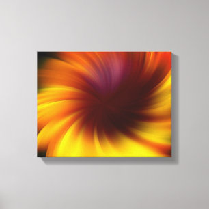 Levendige geel bruine wervelingen Abstract Canvas Afdruk