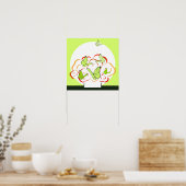 Levendige geel-groene vlinders & Oranje boeket Poster (Keuken)