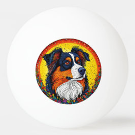 Levendige geïllustreerde portret van een hond pingpongbal