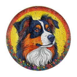 Levendige geïllustreerde portret van een hond snijplank