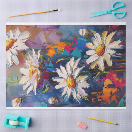 Levendige gekleurde Daisy Flowers Decoupage Tissuepapier (Craft)
