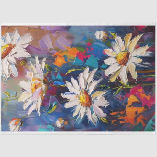 Levendige gekleurde Daisy Flowers Decoupage Tissuepapier (Voorkant)
