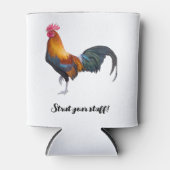 Levendige gekleurde haan met vermelding van Strut  Blikjeskoeler (Voorkant)