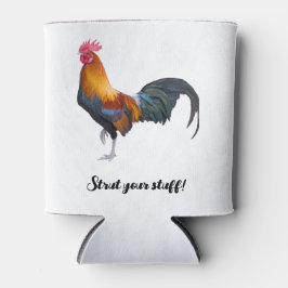 Levendige gekleurde haan met vermelding van Strut  Blikjeskoeler
