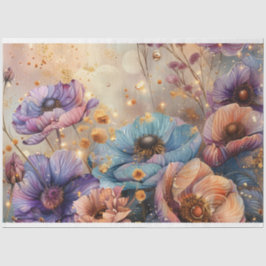 Levendige gekleurde koude bloemen decoupage tissuepapier