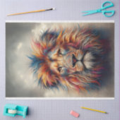 Levendige gekleurde leeuw hoofd decoupage tissuepapier (Craft)