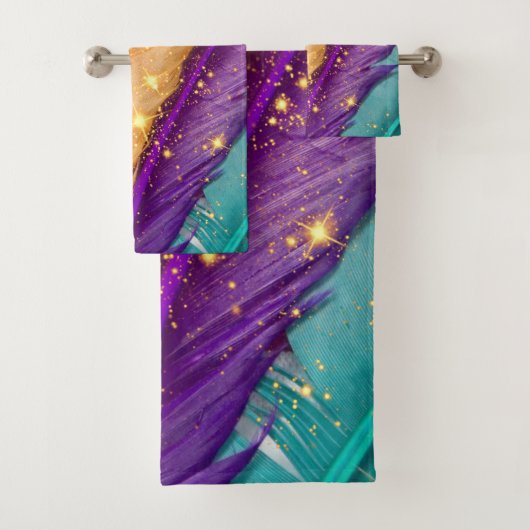 Levendige gekleurde veren bad handdoek (Insitu)