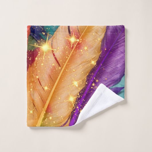 Levendige gekleurde veren bad handdoek (Wasdoekje)