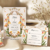 Levendige Gele Bloemen Trouwdetails Kaart