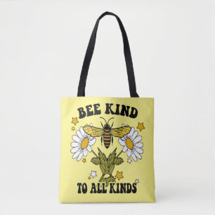Levendige gele Bumble Bee Canvas tas Bloemenaccent