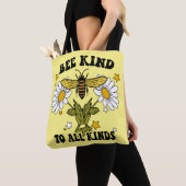 Levendige gele Bumble Bee Canvas tas Bloemenaccent (Dichtbij)