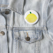 Levendige Gele Citroen Illustratie Ronde Button 5,7 Cm (In situ)